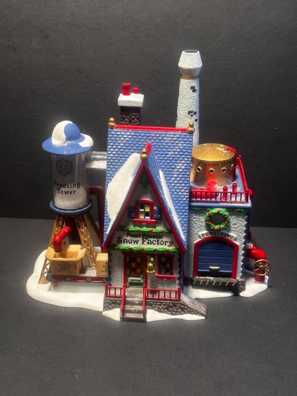 Dept 56 Real Plastic Snow Factory Illuminated Christmas Village House VTG 98